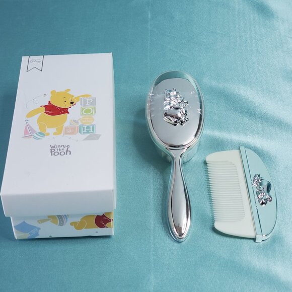 Disney Winnie the Pooh Baby Brush & Comb Set – Silver Plated, Gift-Ready, Unused - Picture 2 of 10
